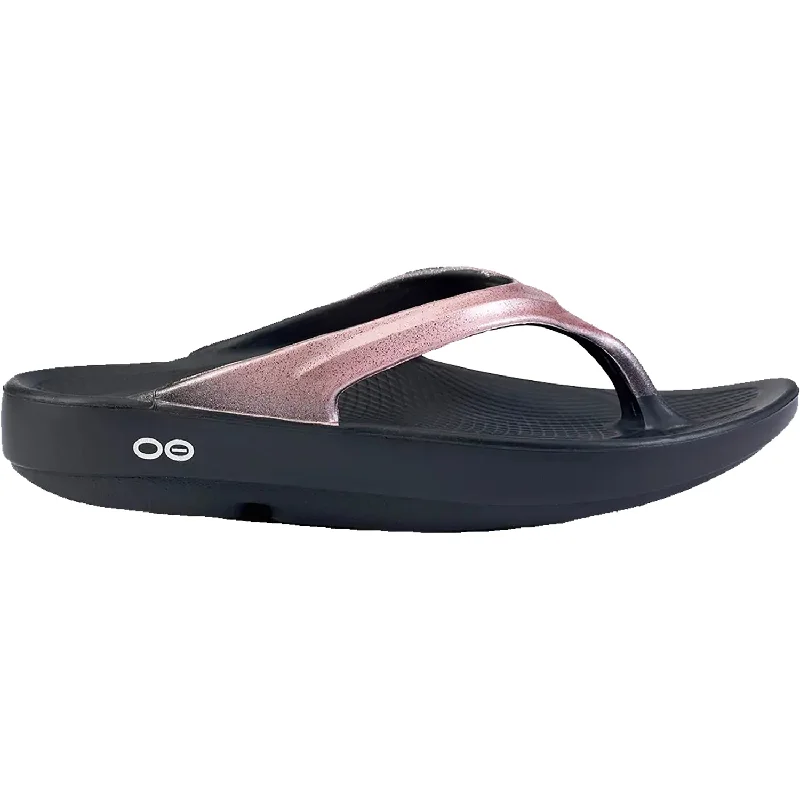 Men's sandals with a cushioned footbedWomen's OOFOS OOlala Luxe Rose Sparkle Synthetic