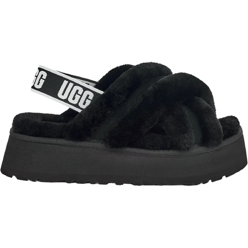 Men's sandals with a shock - absorbing insoleWomen's UGG Disco Cross Slide Black Sheepskin