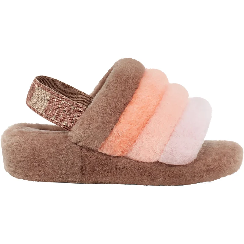 Men's sandals with a rubber sole for tractionWomen's UGG Fluff Yeah Slide Beachwood Multi Sheepskin