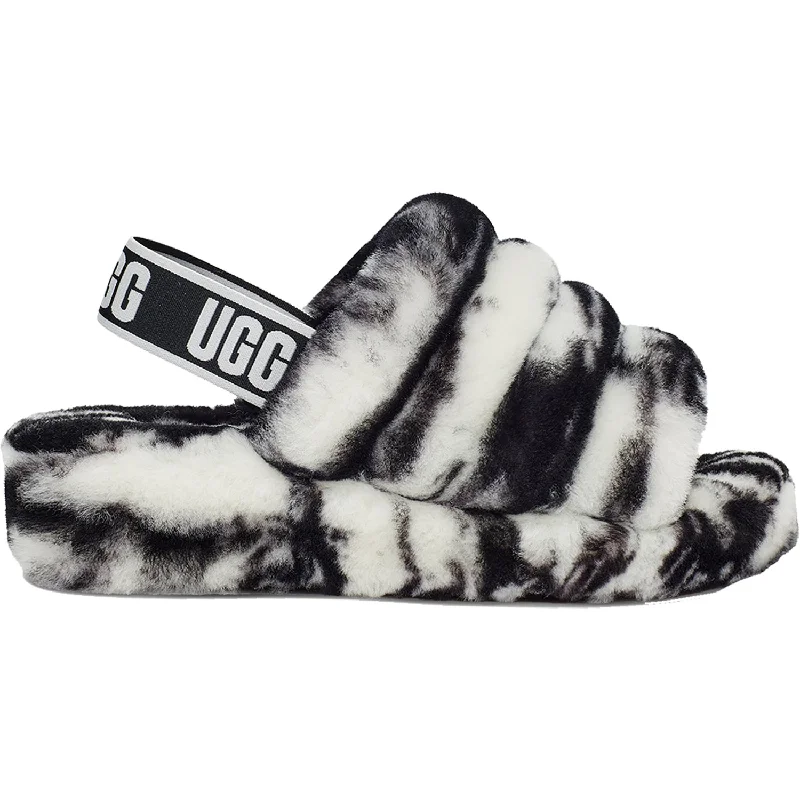 Men's leather sandals with an adjustable strapWomen's UGG Fluff Yeah Slide Marble Black Sheepskin