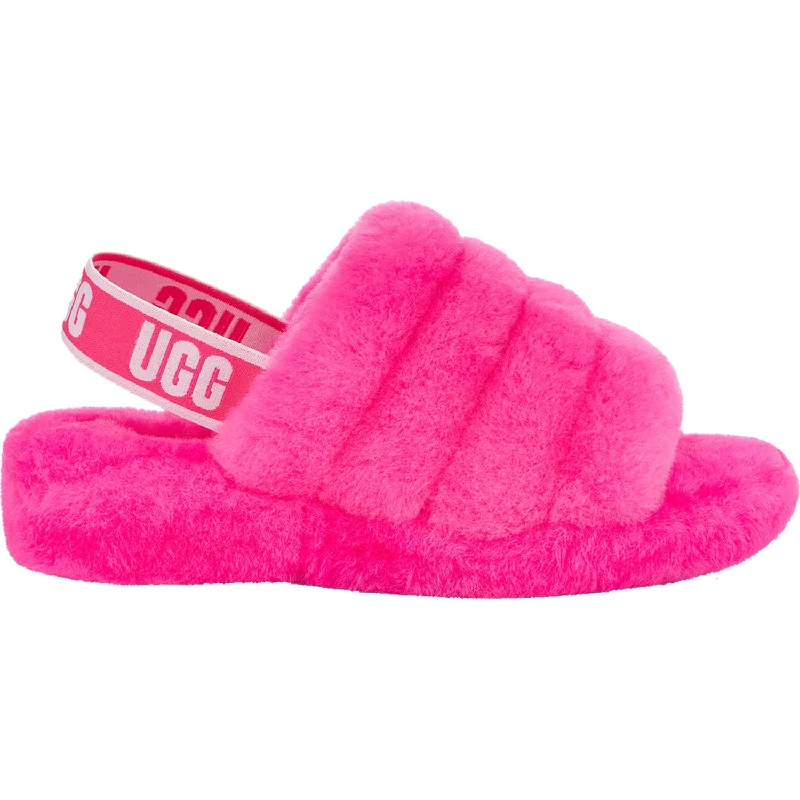 Men's sandals with a stretchy strap for a better fitWomen's UGG Fluff Yeah Slide Taffy Pink Sheepskin