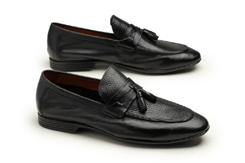 Men's leather loafers with a penny slotLOGO 10067 BKM