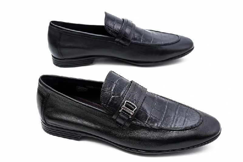 Men's loafers with a leather lining for comfortLOGO 10085 BKC