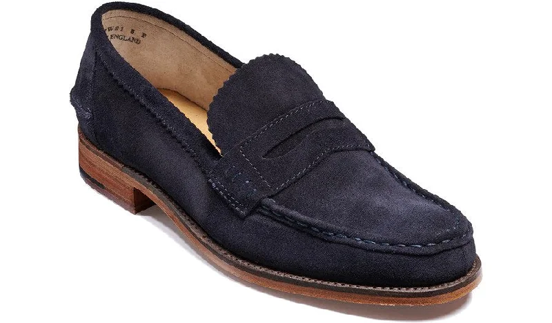 Men's loafers with a cushioned footbedBarker Caruso Classic Penny Loafer  - Navy Suede