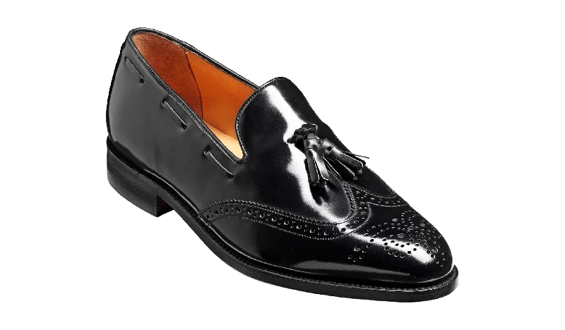 Men's loafers with a low - heeled designBarker Clive  Classic Wing Cap Loafer -Hi Shine Black