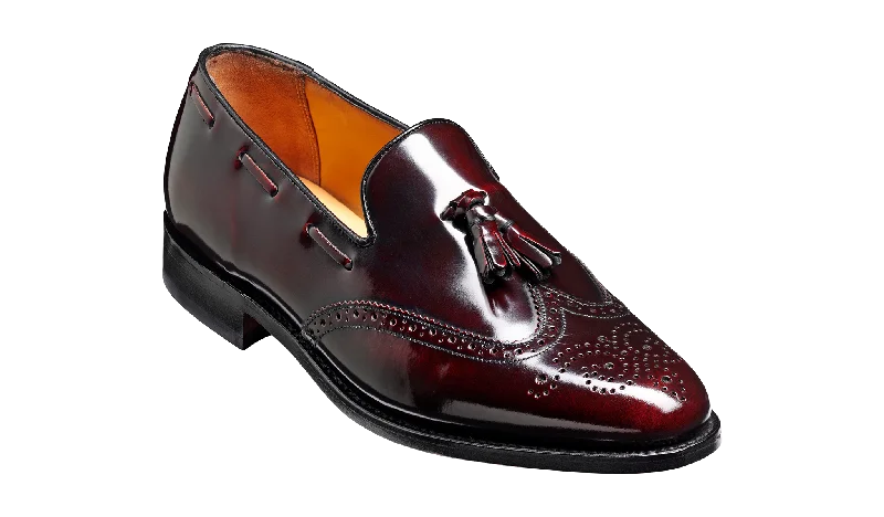 Men's loafers with a moc - toe designBarker Clive  Classic Wing Cap Loafer -Hi Shine Burgundy