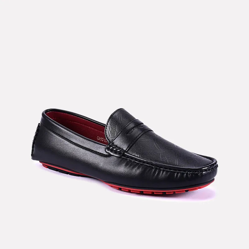 Suede men's loafers for a soft and luxurious feelDuncan Black Textured Penny Loafers 0130828