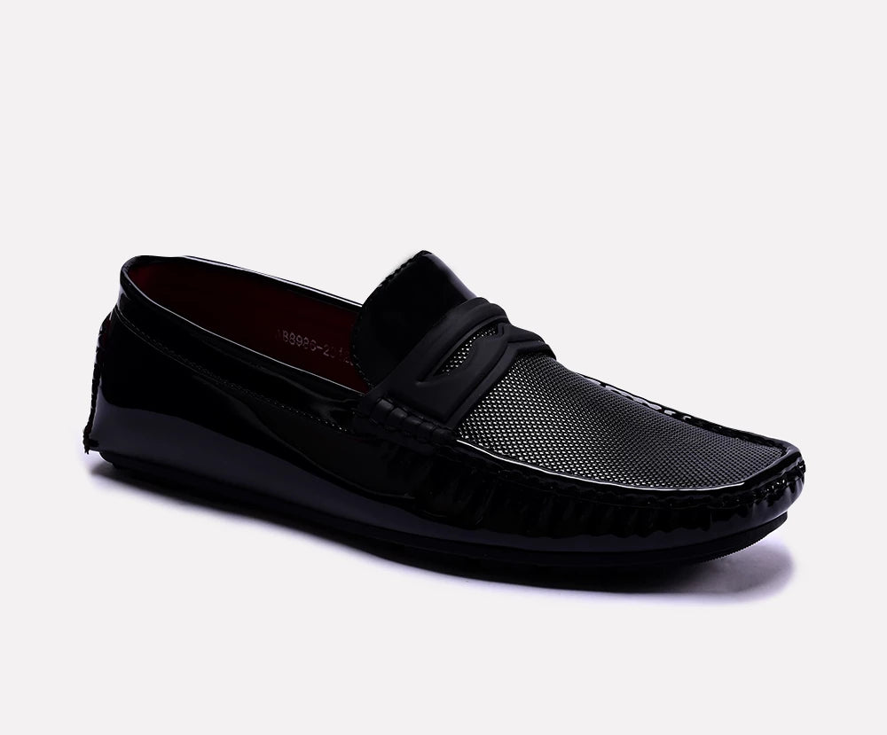 Men's loafers with a stretchy side panel for a better fitDurbin Black Penny Loafers 0130793