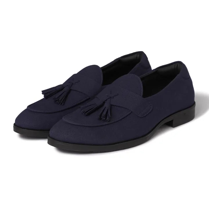 Men's loafers with a tassel front for a classic lookEl Moho - Navy Blue Suede Tassel Slip-On