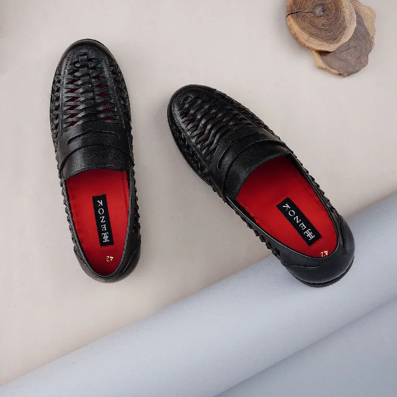 Men's loafers with a tassel front for a classic lookEzok Men Leather Black Casual Moccasin Shoes For Men