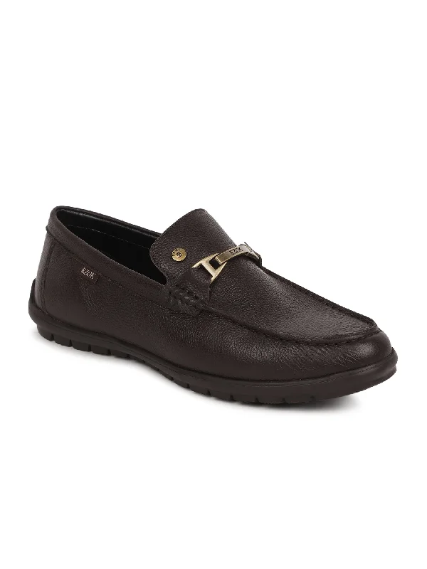 Men's loafers with a removable insole for cleaningEzok Men Brown Leather Loafer Mocassins