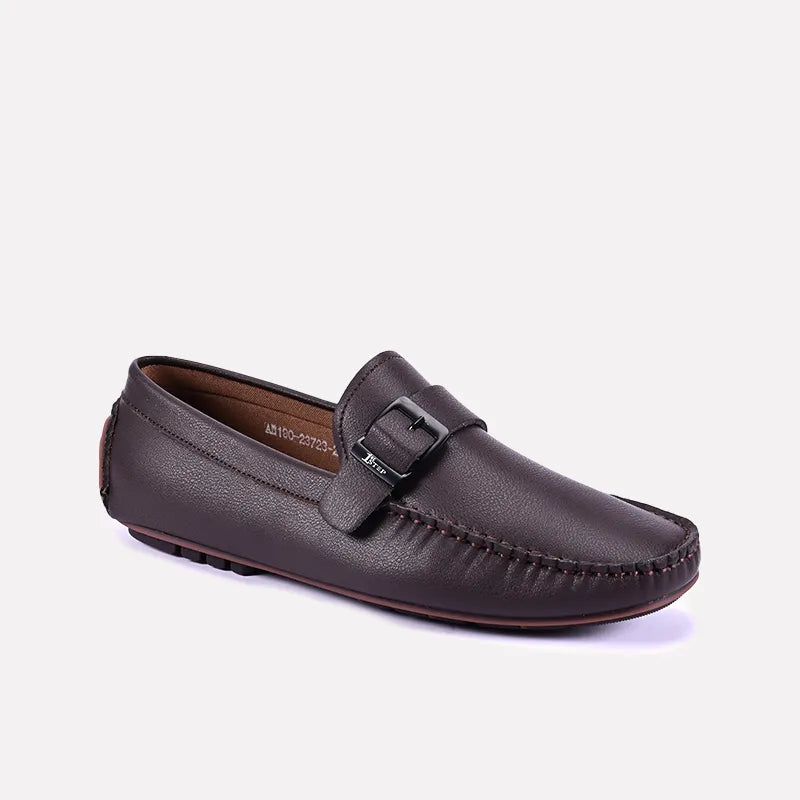 Men's loafers in a neutral color like black or brownGraham Brown Buckle Loafers 0130825