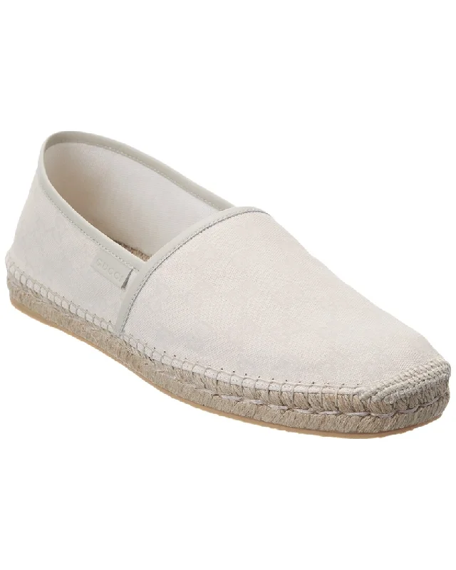 Men's loafers in a neutral color like black or brownGucci GG Canvas & Leather Espadrille