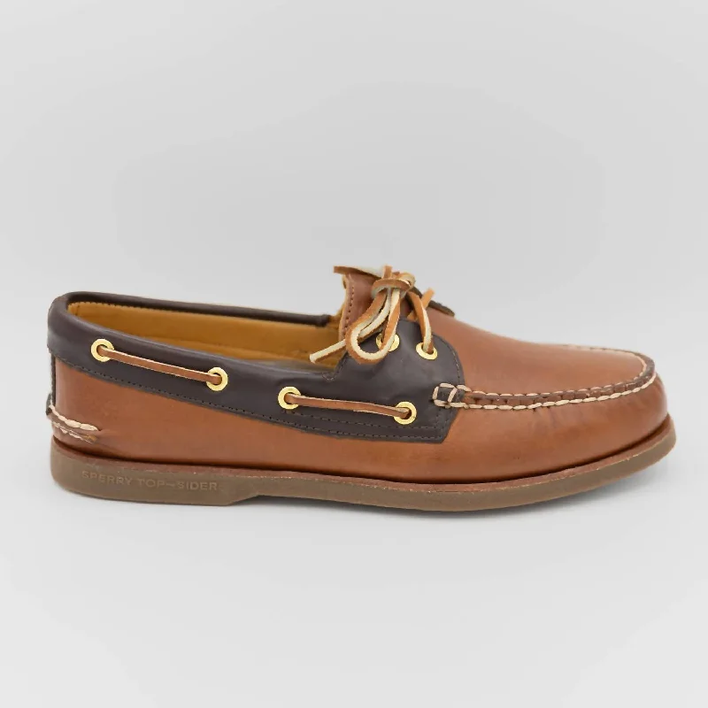 Men's loafers with a leather lining for comfortMen's Gold A/o 2 Eye Boat Shoe In Tan/ Brown