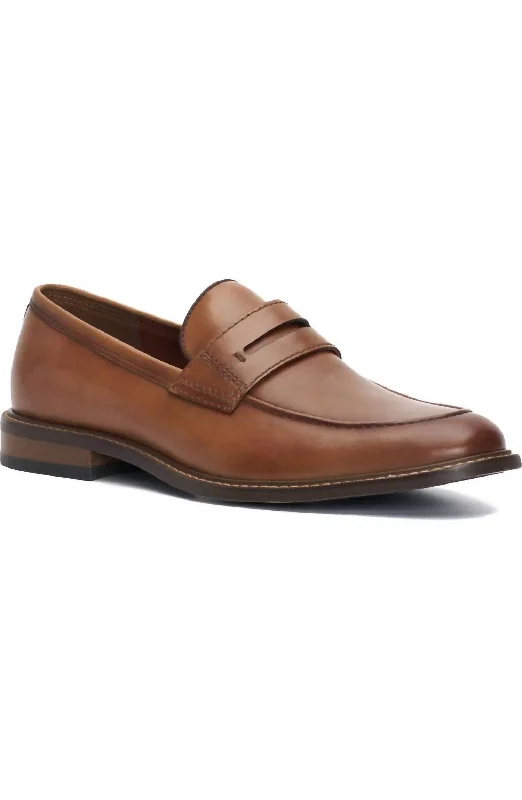 Men's leather loafers with a penny slotMen's Lamcy Penny Loafer In Cognac