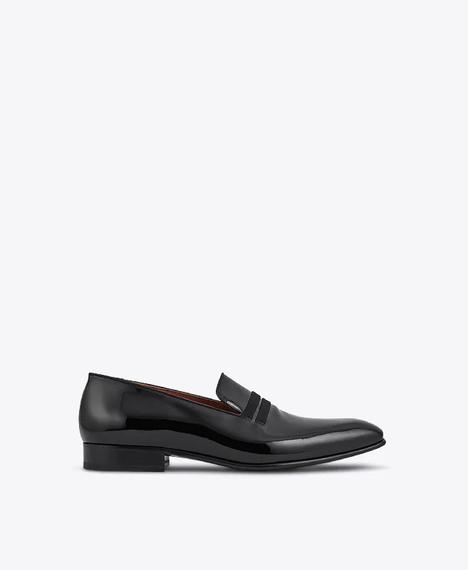 Slip - on men's loafers for easy wearMiles Black Patent Loafers