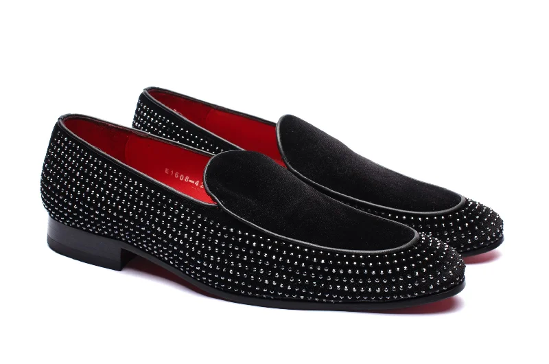 Men's loafers with a decorative buckleThe Kouza Diamond Loafers - Black