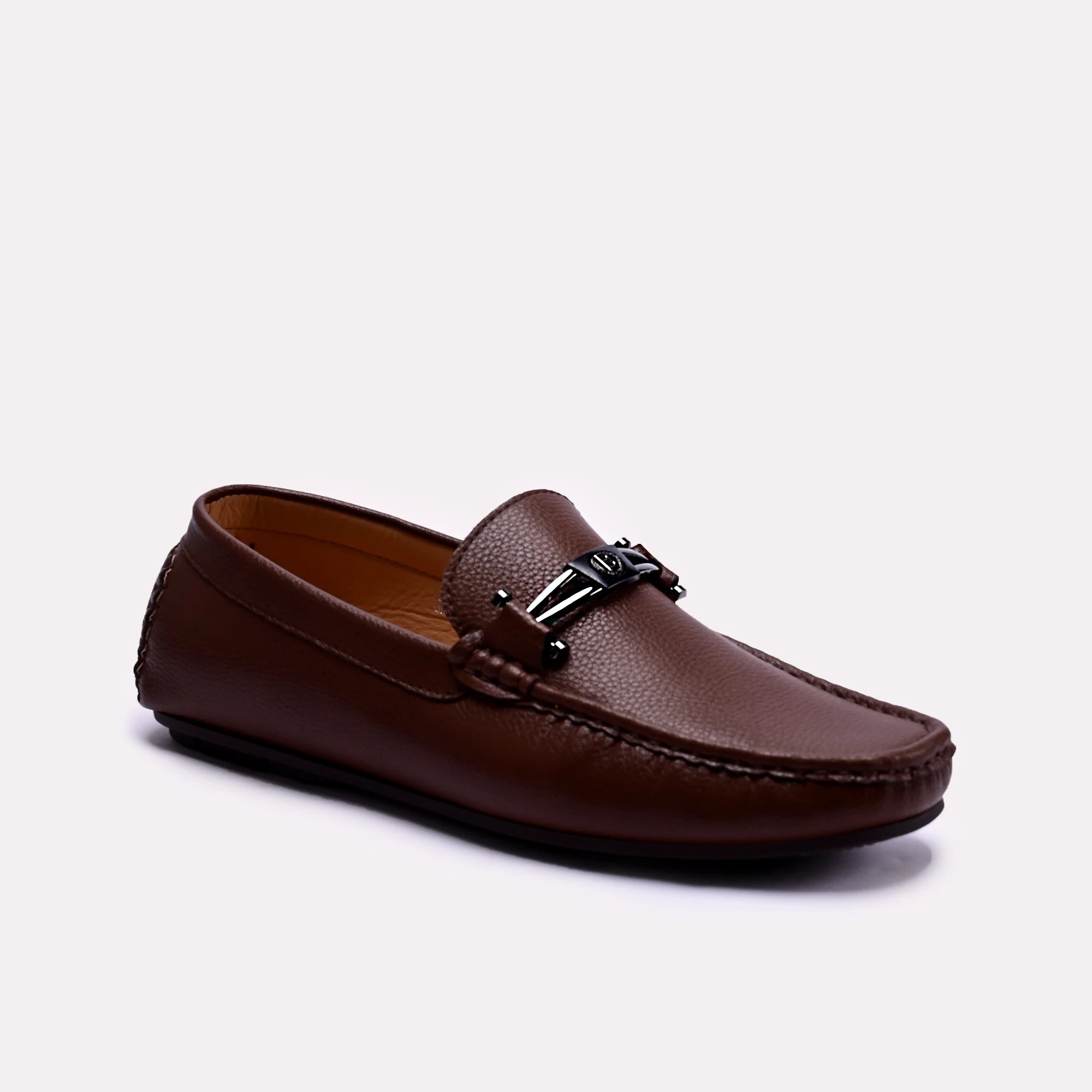 Men's loafers with a decorative buckleWalter Brown Loafer Shoes 0130790