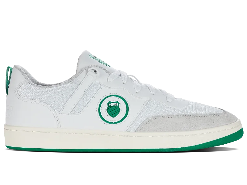 Men's casual leather sneakers with a distressed finish09075-970-M | K-VARSITY | WHITE/PEPPER GREEN