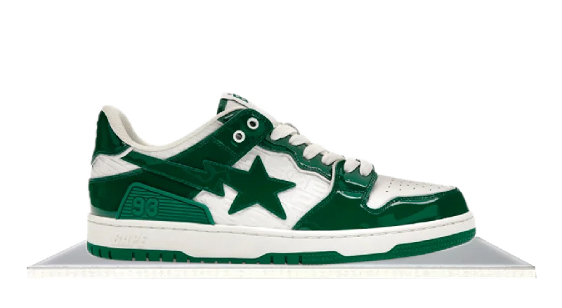 Men's neon - colored sneakers for a bold statementBape SK8 Sta Green White Patent