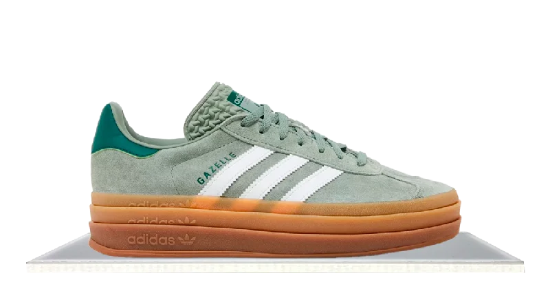 Men's track - and - field sneakers with a spike - compatible soleAdidas Gazelle Bold Silver Green Gum