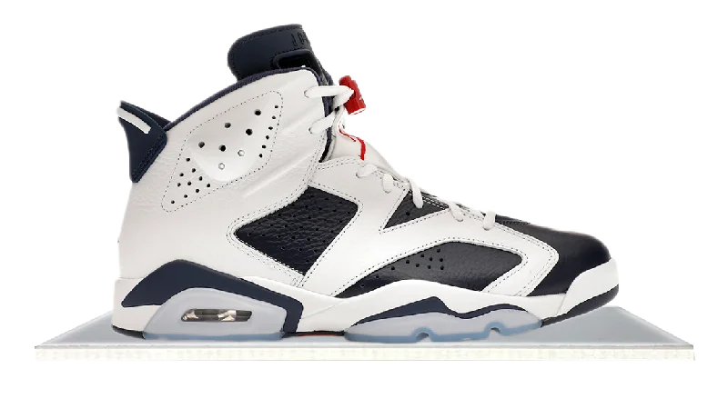 Men's navy blue suede sneakers with gold - toned eyeletsAir Jordan 6 Olympic (2024)