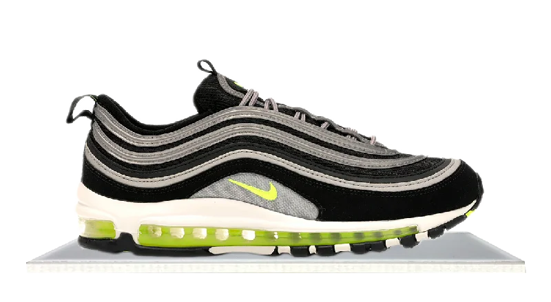 Men's navy blue suede sneakers with gold - toned eyeletsAir Max 97 Black Volt/Metallic Silver