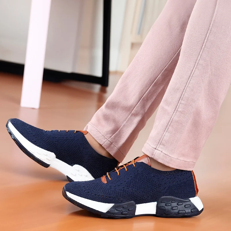 Men's low - profile tennis sneakers for a sleek lookMen's Knitted Upper Casual Brogues Lace-Up Shoes