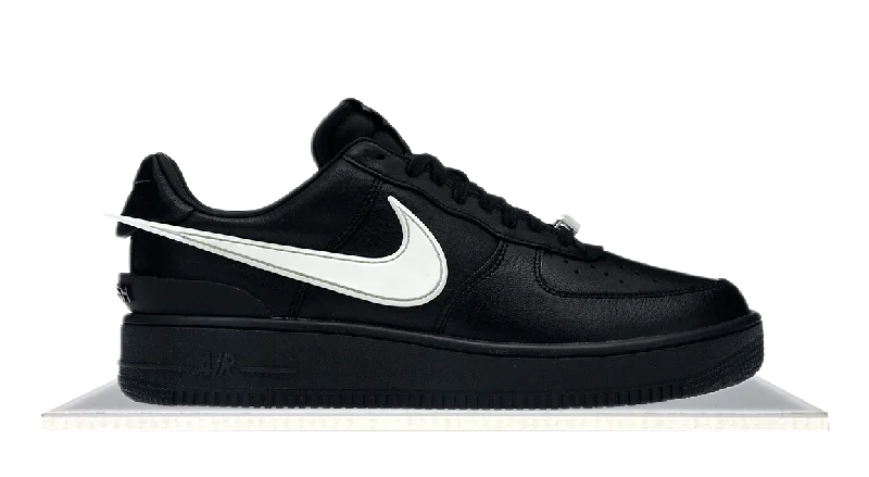 Men's black canvas sneakers with a red soleAir Force 1 Ambush Black