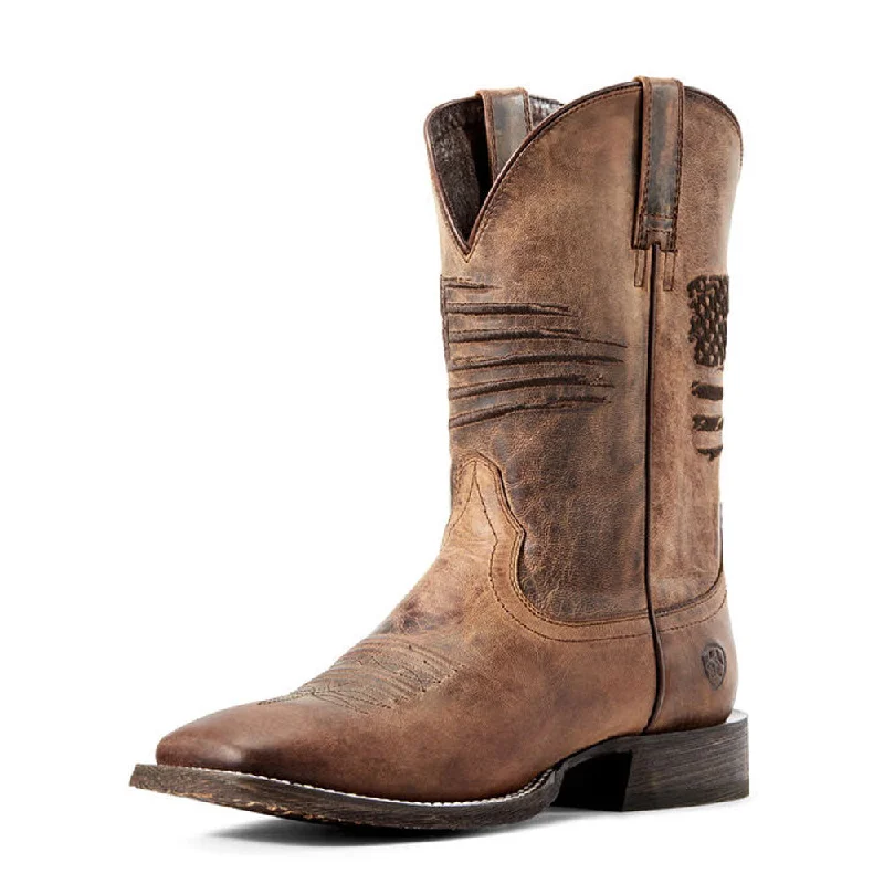 Alligator - embossed men's western boots for a bold statement10029699 Ariat Men's Circuit Patriot Western Boot - Weathered Tan