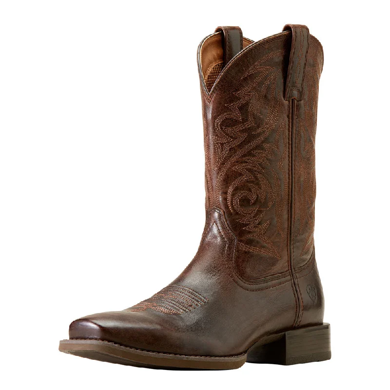 Men's western boots with a distressed leather finish for a rugged look10050990 Ariat Men's Sport Herdsman Cowboy Boot - Burnished Chocolate