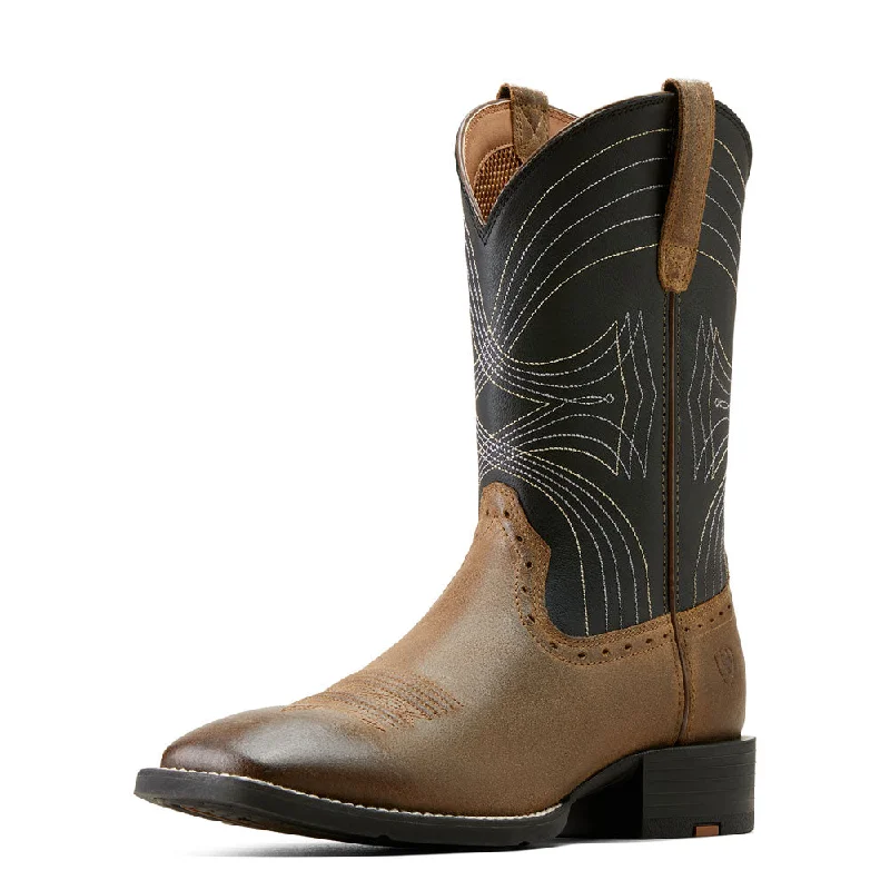 10050993 Ariat Men's Sport Wide Square Toe Cowboy Boot- Barley Brown