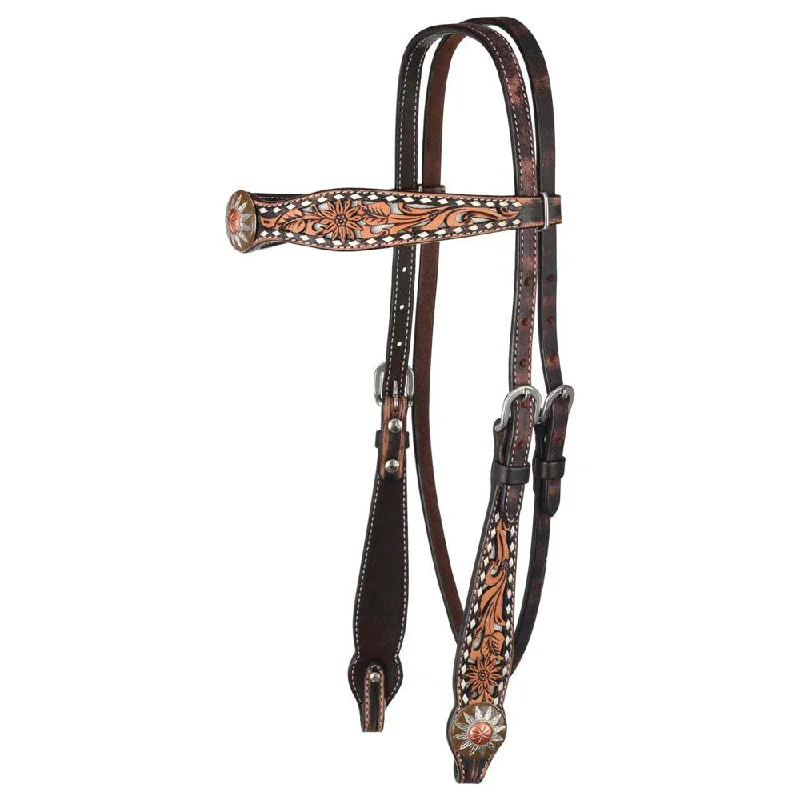 1007-12-SC Circle Y White Daisy Browband Headstall