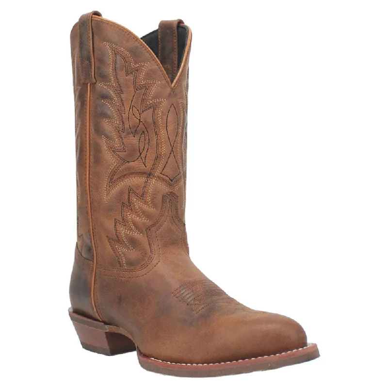 Men's western boots with a leather sole and a heel guard68497 Laredo Mens Weller Round Toe Western Cowboy Boot - Rust