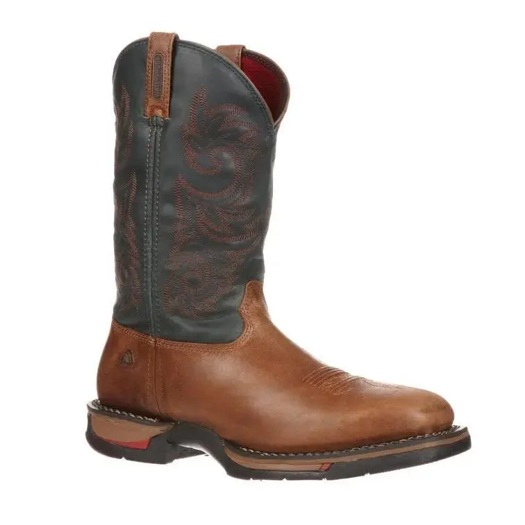 Men's western boots with a traditional western boot silhouette and a polished shineRocky Long Range Mens Waterproof Western Pull-On Boot 8656