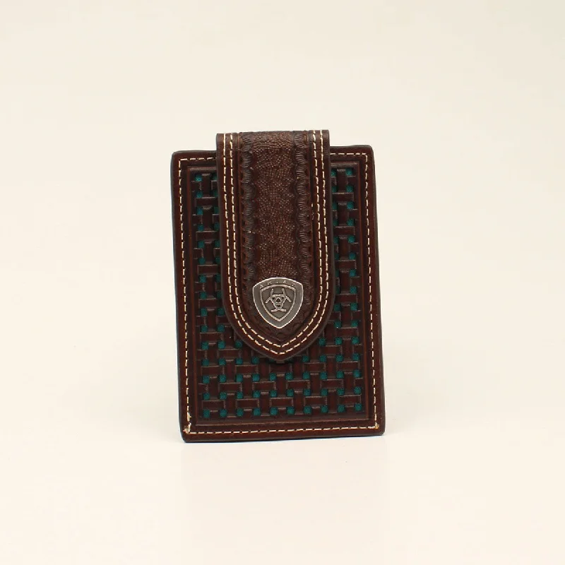 Ariat Money Clip Card Case Basketweave Wallet