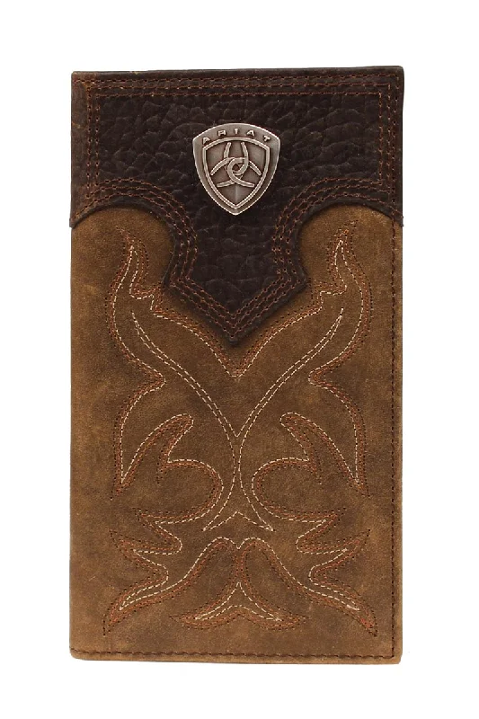 Men's western boots in a rich brown or black leatherAriat Boot Stitched Rodeo Wallet