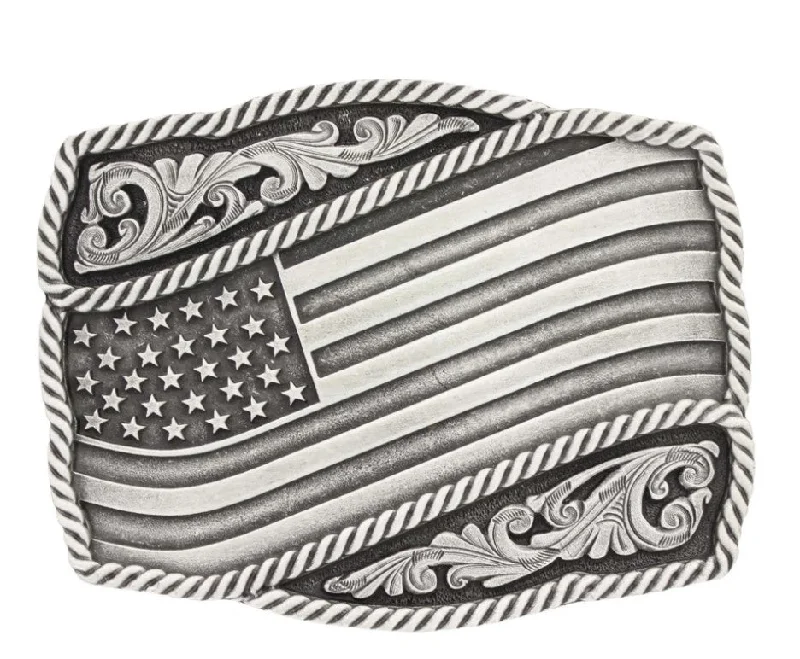 Montana Silversmiths Classic Impressions Waving American Flag Attitude Buckle