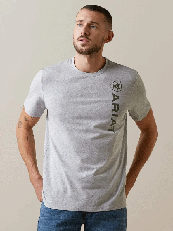 Ariat 10043371 Mens Vertical Logo T-Shirt Heather Grey