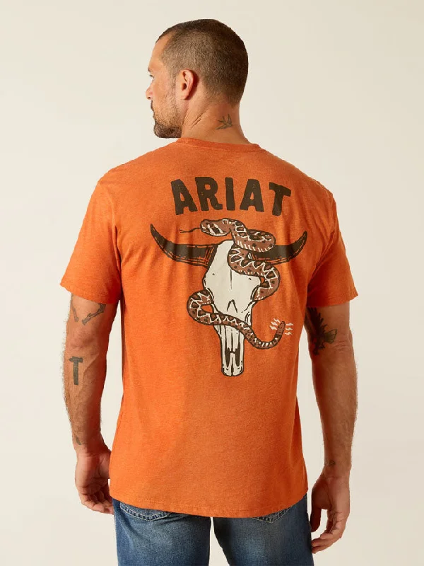 Ariat 10051754 Mens Ratller Skull T-Shirt Coral Adobe Heather