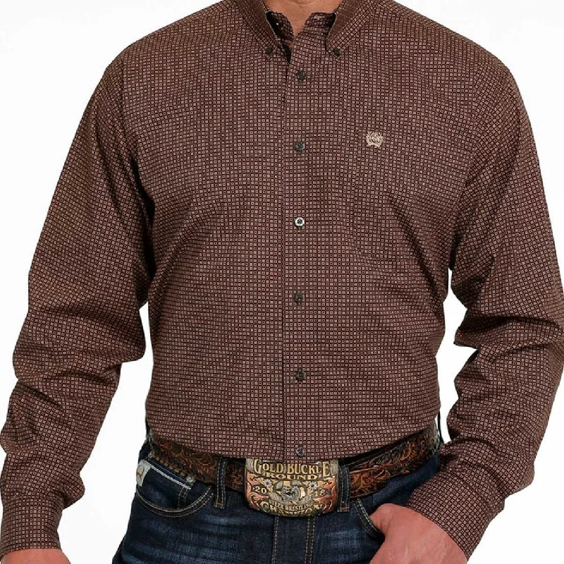 Cinch Men's Geometric Brown Long Sleeve Western Shirt