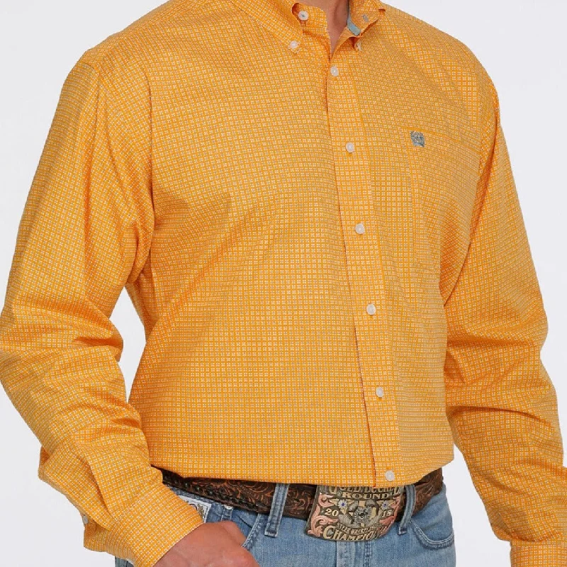 Cinch Men's Orange Print Long Sleeve Western Shirt