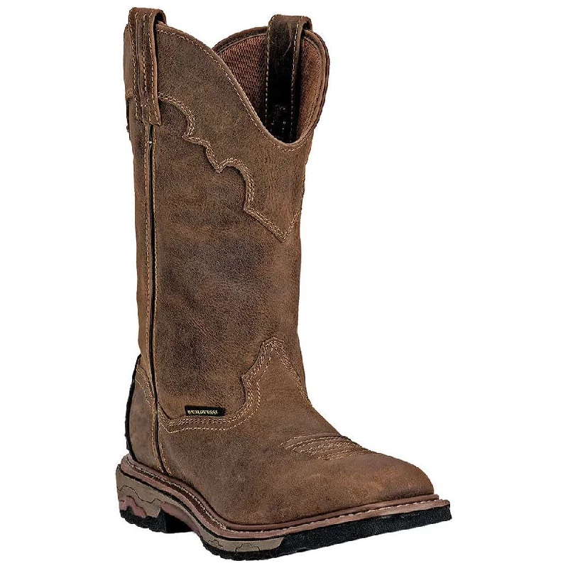 Men's western boots with a concho - studded strap and a pointed toeDP69402 Men's Dan Post Blayde Waterproof Western Cowboy Boot - Saddle Tan