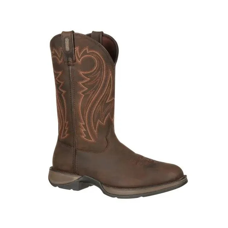 Vintage - style men's western boots with a square toe and spur ledgeDurango Rebel Mens Chocolate Pull-On Western Boot DB5464