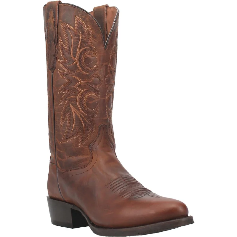 Men's western boots with a tooled leather design on the shaftDan Post Cottonwood Western Leather Boot DP3388