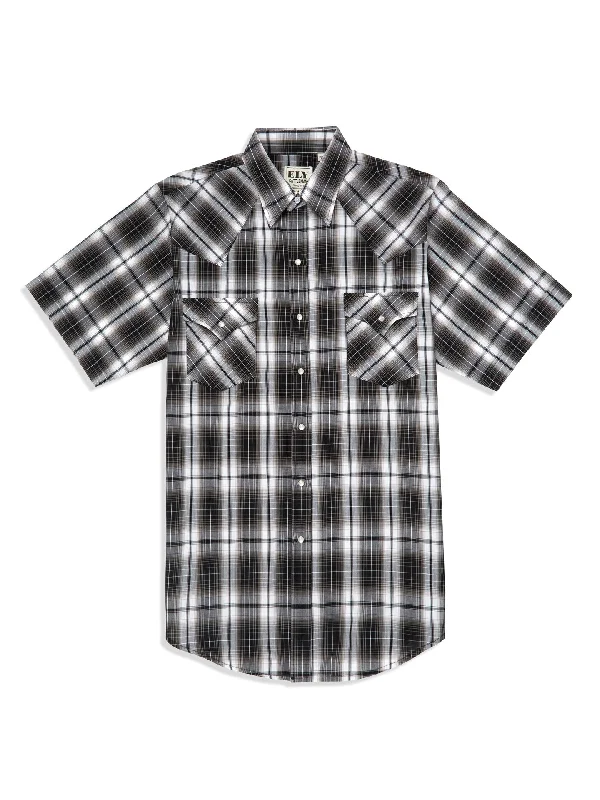 Ely Cattleman Black/White Plaid Short Sleeve Shirt