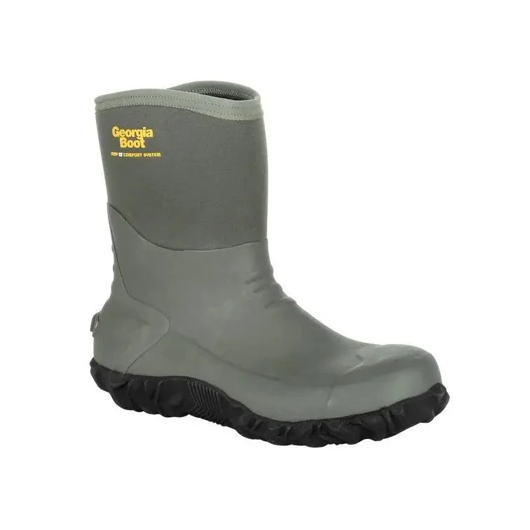 Men's western boots with a leather - wrapped heel and a smooth finishGeorgia Boot Men's Waterproof Mid Neoprene & Rubber Boot GB00231