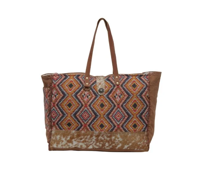 Myra Geometric Blues Weekender Bag