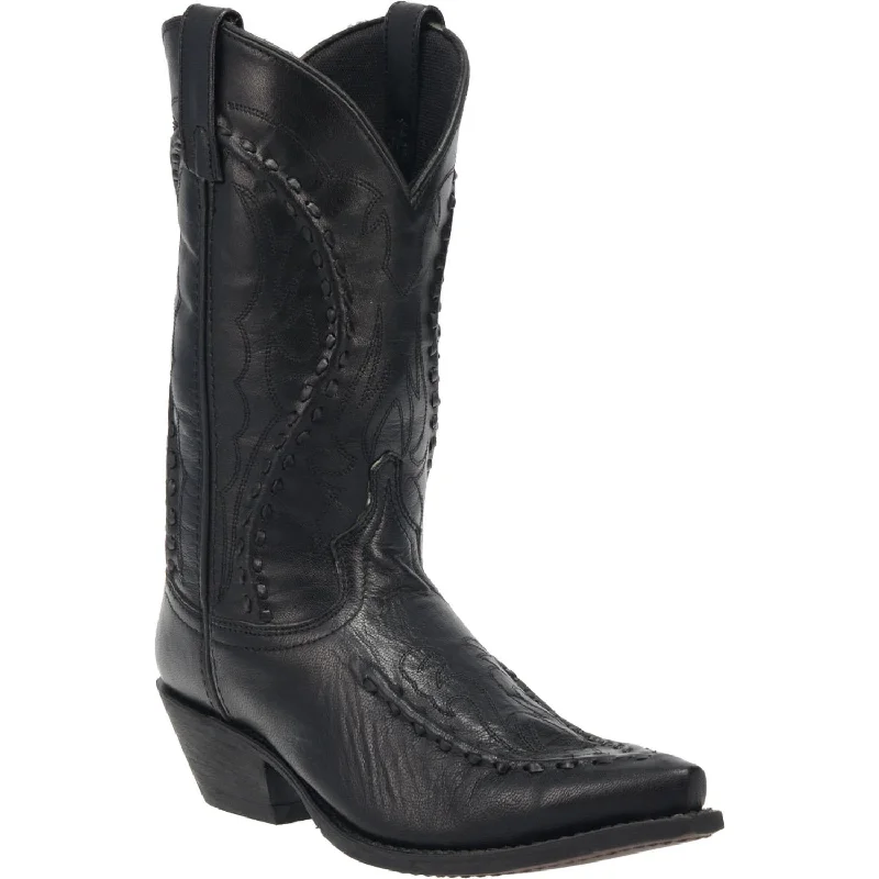 Men's western boots with a scalloped edge and a pull - on strapLaredo Men's Laramie Black Leather Boot 68430