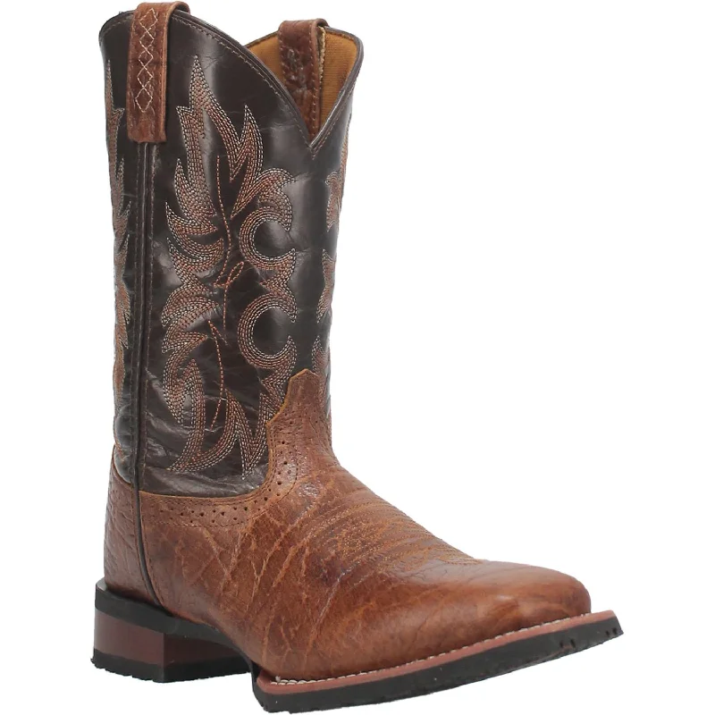 Men's western boots with a tooled leather design on the shaftLaredo Men's Broken Bow Rust Leather Boot 7986